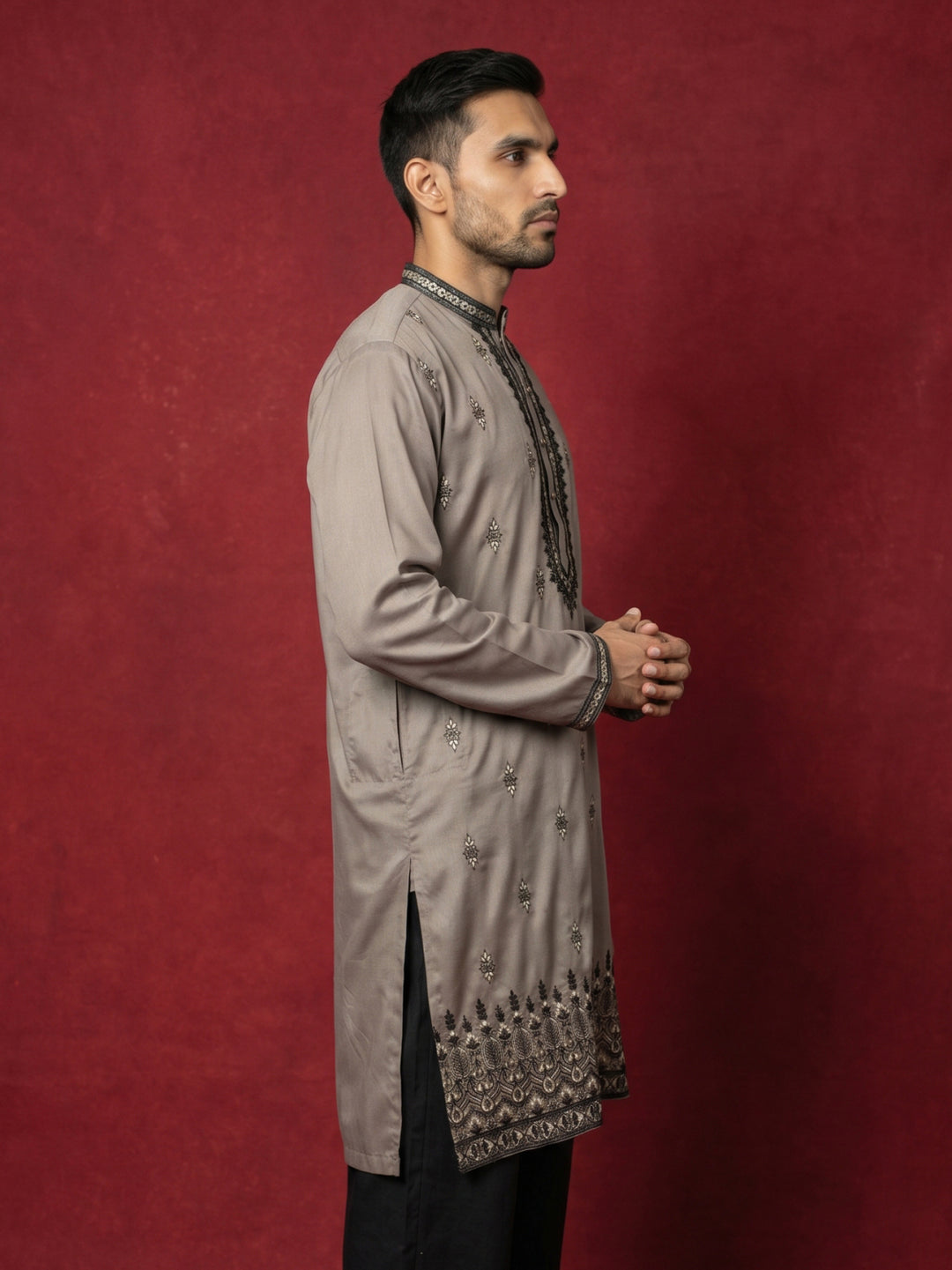 Men Embroidered Silk Blend Kurtas