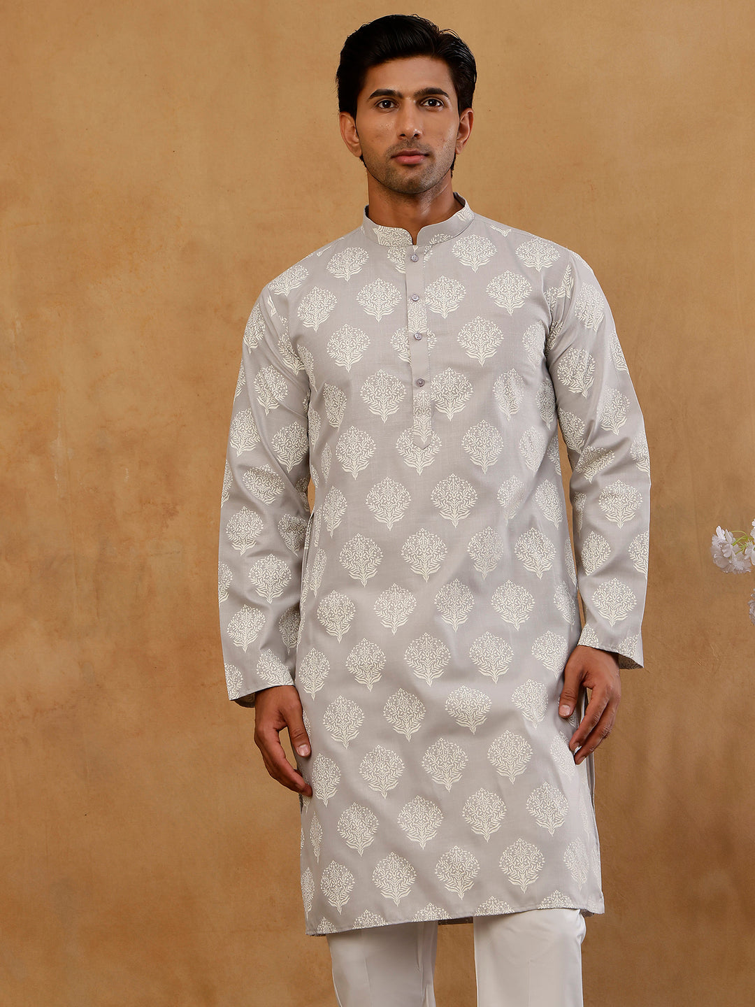 Men’S Cotton Blend Ethnic Printed Kurta