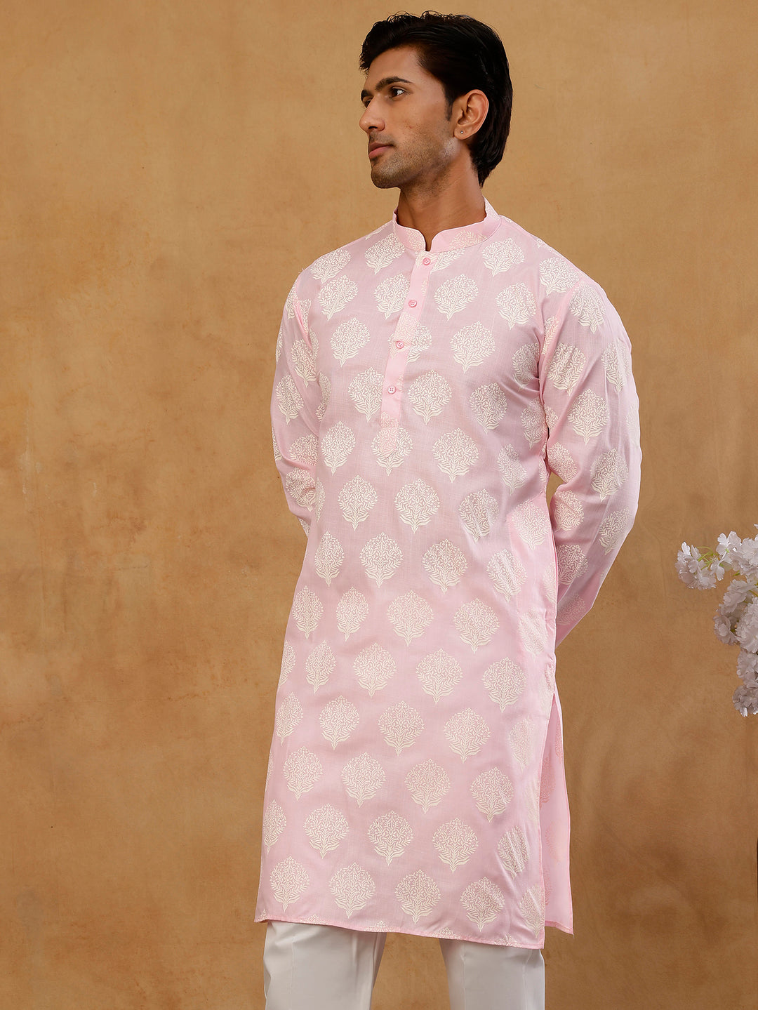 Men’S Cotton Blend Ethnic Printed Kurta