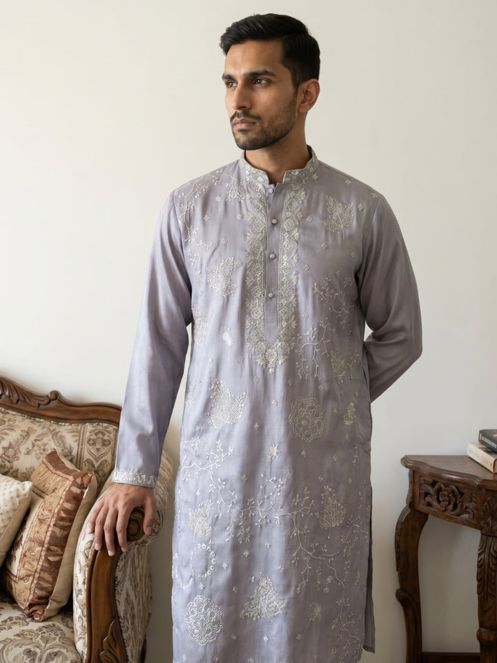 Embroidered Silk Blend Traditional Kurtas