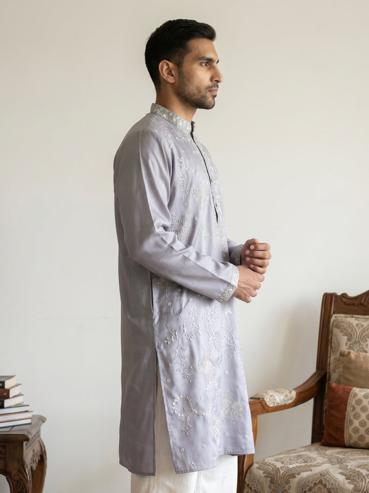 Embroidered Silk Blend Traditional Kurtas