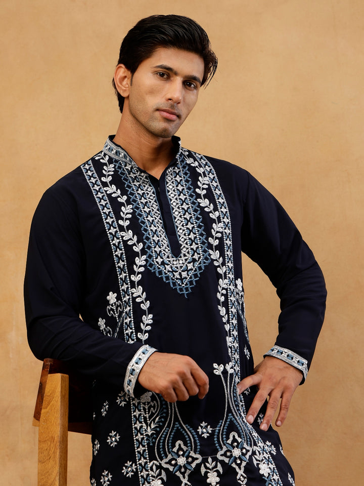 Ethnic Embroidered Japanese Fabric Kurta For Men
