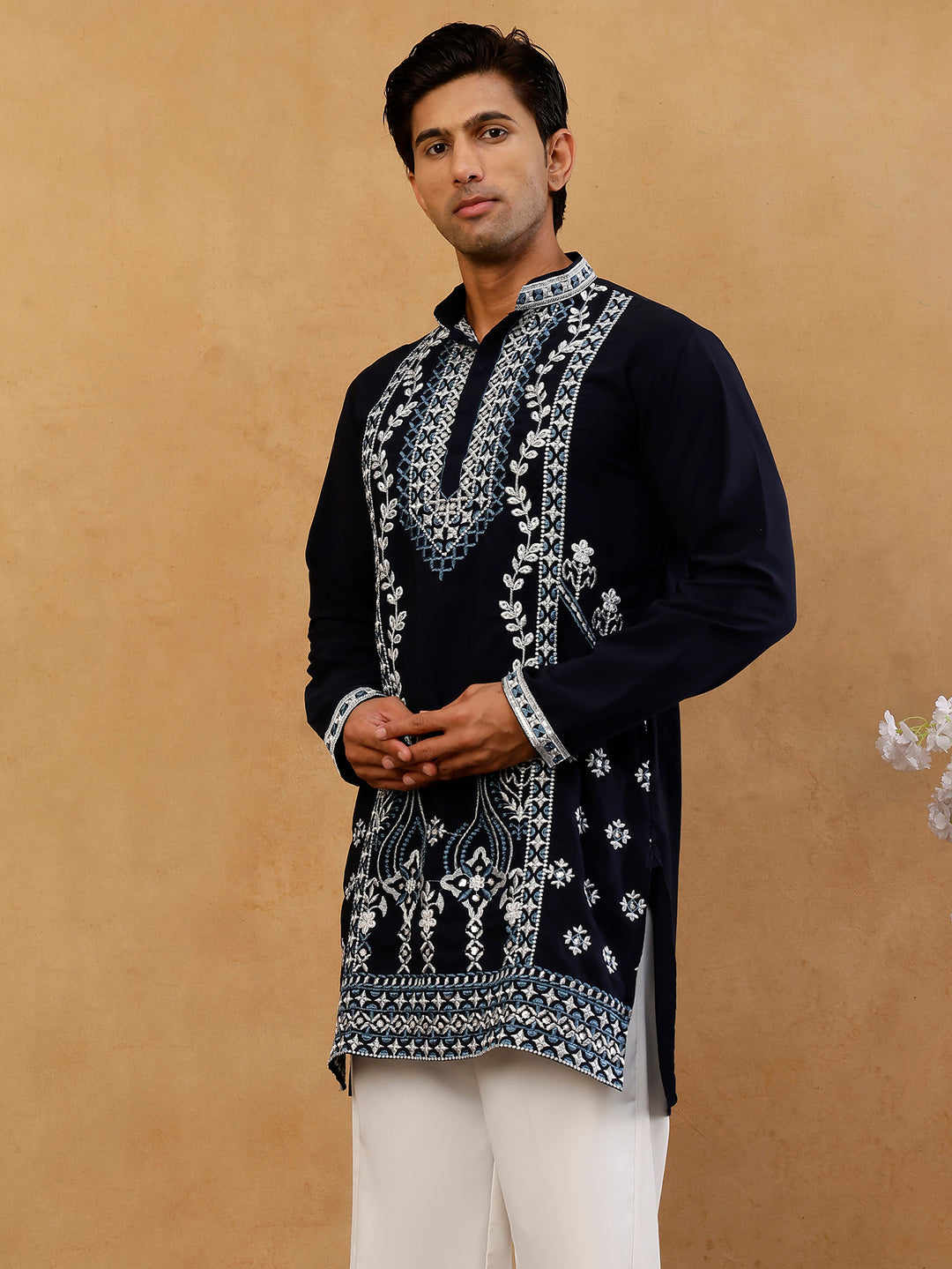 Ethnic Embroidered Japanese Fabric Kurta For Men