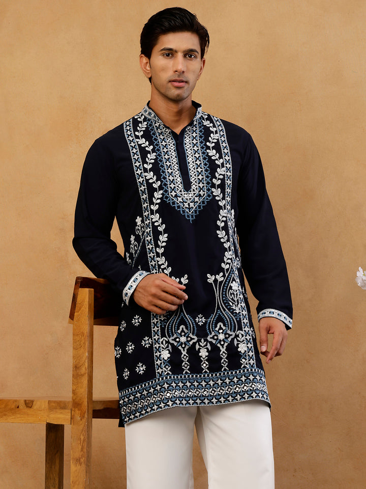 Ethnic Embroidered Japanese Fabric Kurta For Men