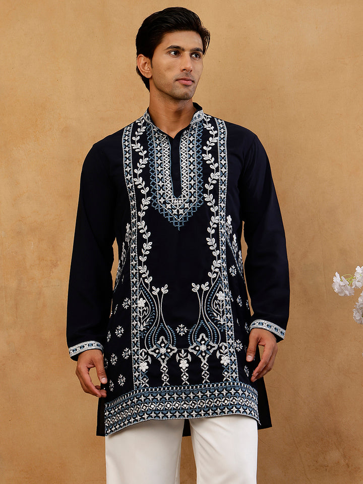 Ethnic Embroidered Japanese Fabric Kurta For Men