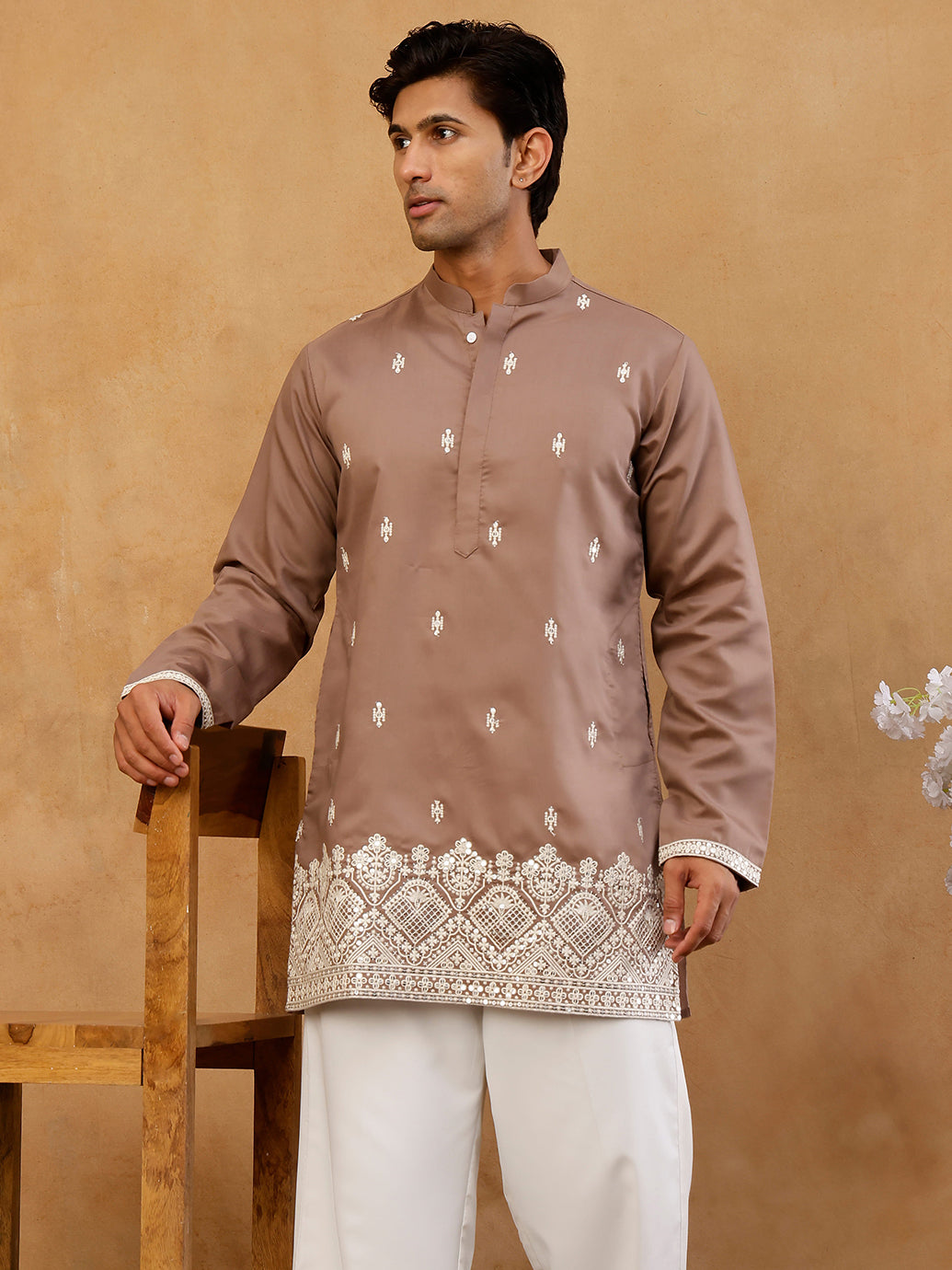 Cotton Blend Ethnic Embroidered Kurta