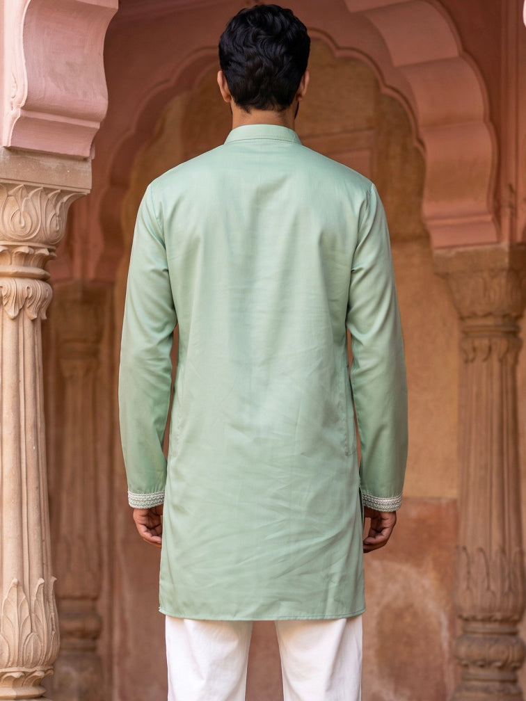 Embroidered Cotton Blend Kurta For Men