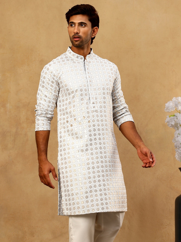 Men’S Rayon Sequin Embroidered Kurta Pyjama