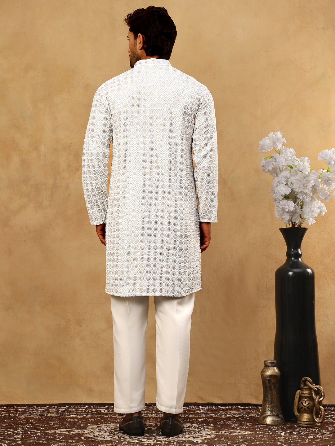 Men’S Rayon Sequin Embroidered Kurta Pyjama
