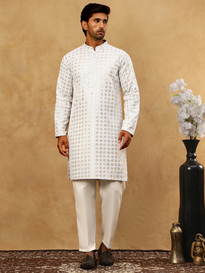 Men’S Rayon Sequin Embroidered Kurta Pyjama
