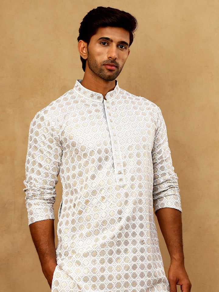 Men’S Rayon Sequin Embroidered Kurta Pyjama