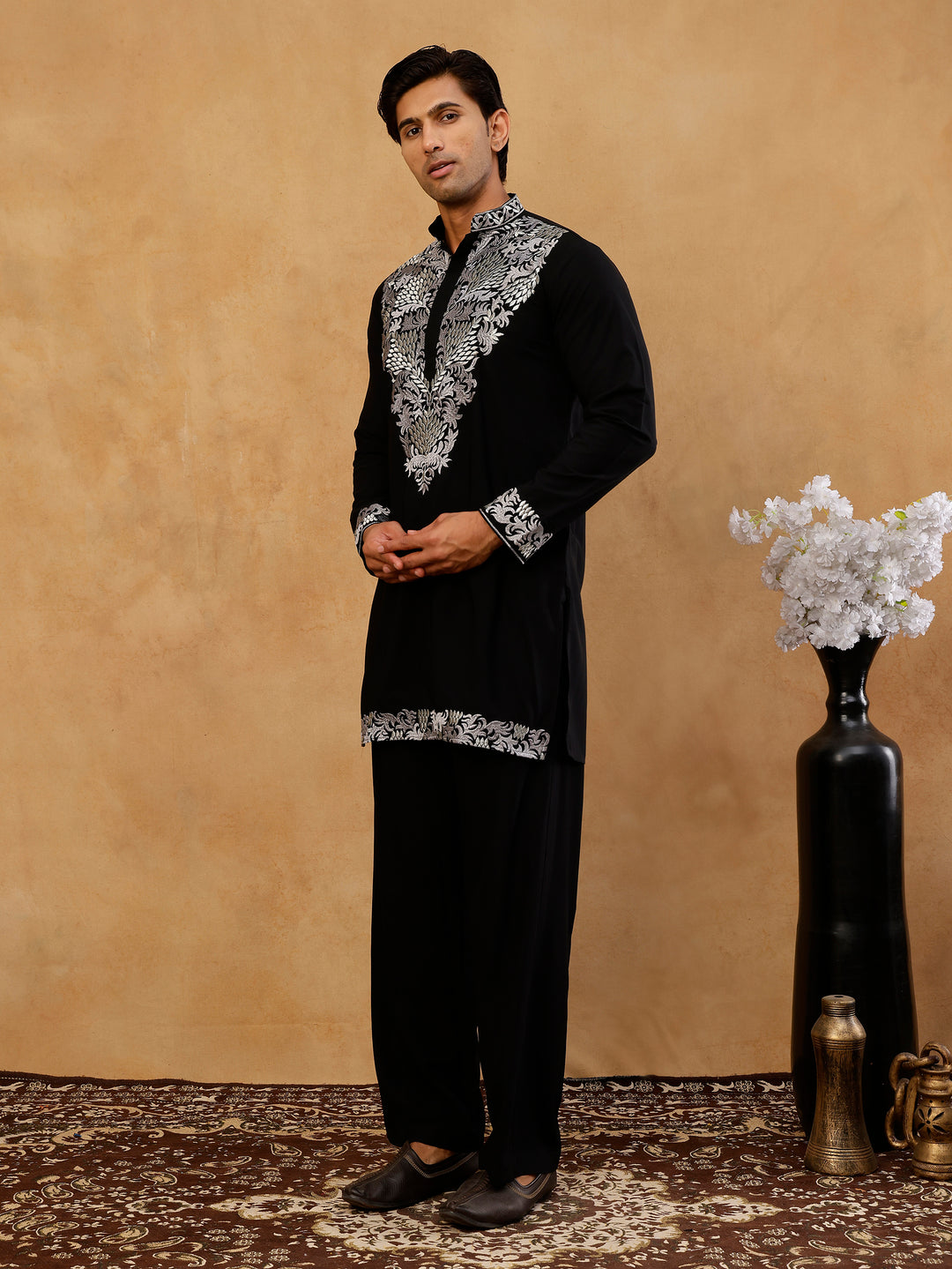 Japanese Fabric Embroidered Kurta With Korean Pants