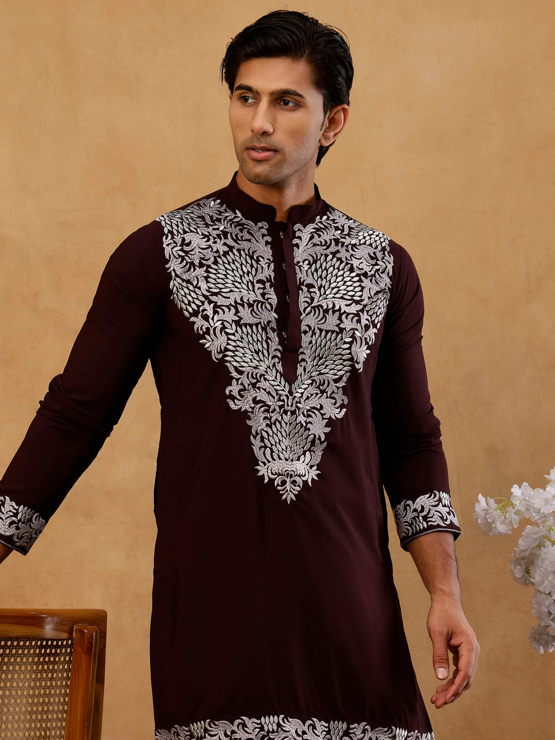 Japanese Fabric Embroidered Kurta With Korean Pants
