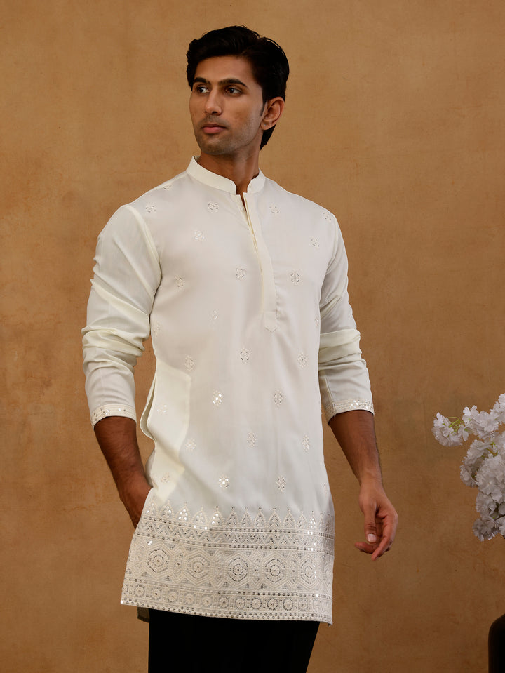 Floral Embroidered Kurta With Korean Pants