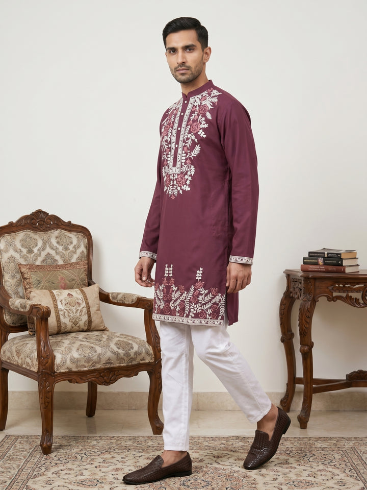Men Japanese Fabric Embroidered Kurta Set