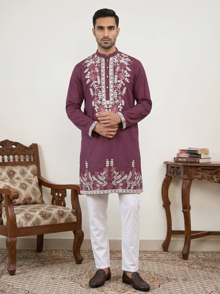 Men Japanese Fabric Embroidered Kurta Set