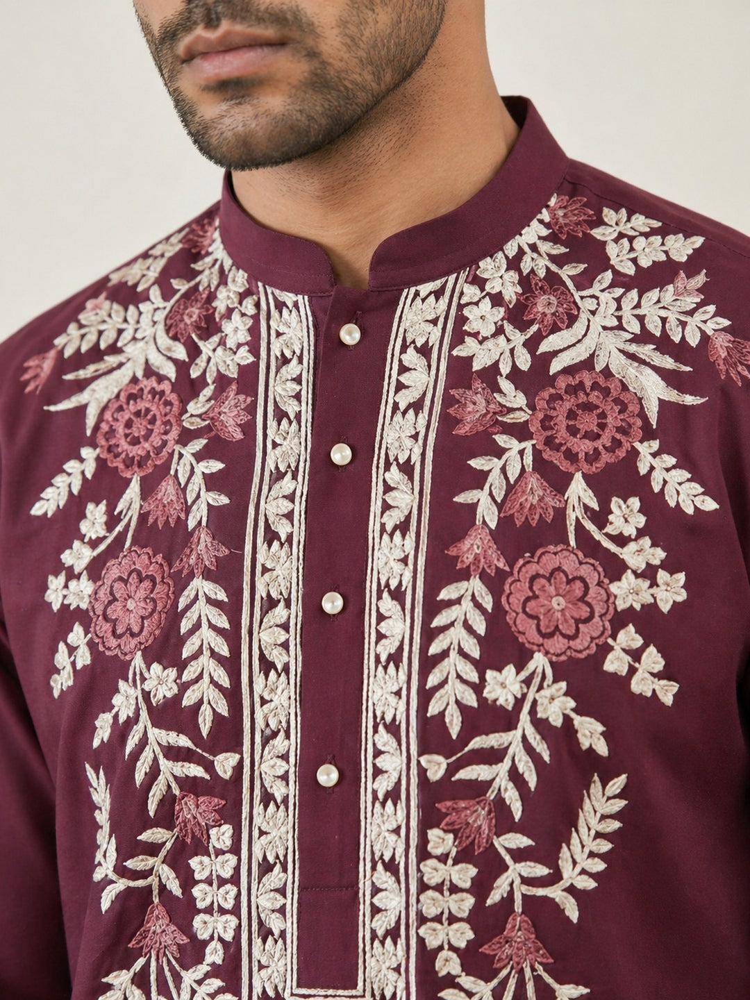 Men Japanese Fabric Embroidered Kurta Set