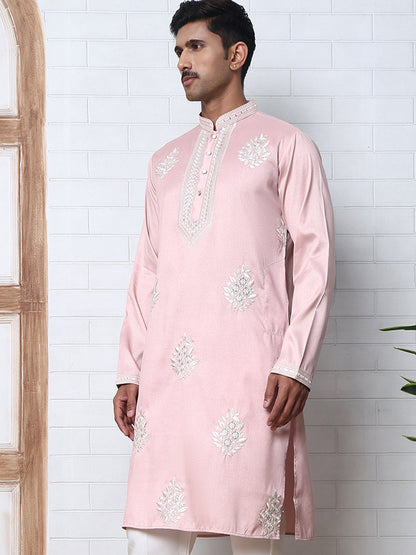Men’S Silk Blend Ethnic Embroidered Kurta