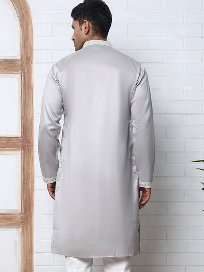 Men’S Silk Blend Ethnic Embroidered Kurta