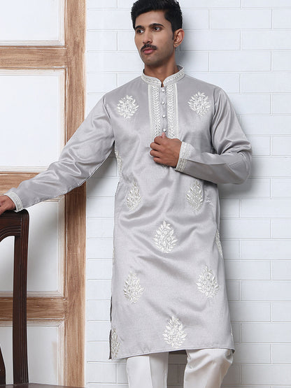 Men’S Silk Blend Ethnic Embroidered Kurta