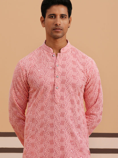 Sequin-Embellished Rayon Embroidered Kurta