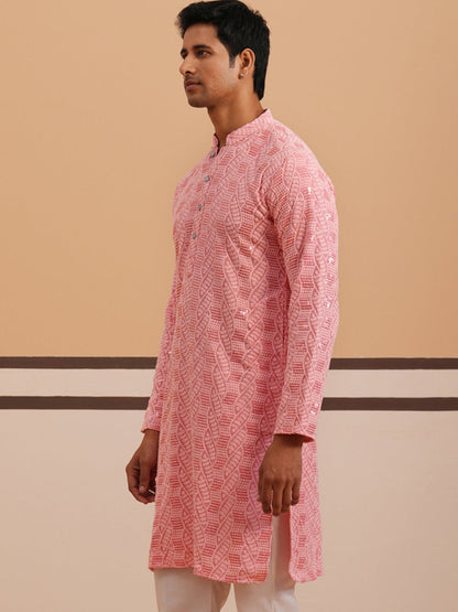 Sequin-Embellished Rayon Embroidered Kurta