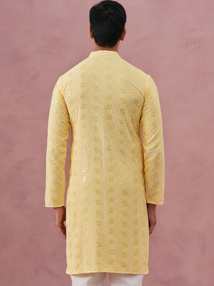 Sequin-Embellished Rayon Embroidered Kurta