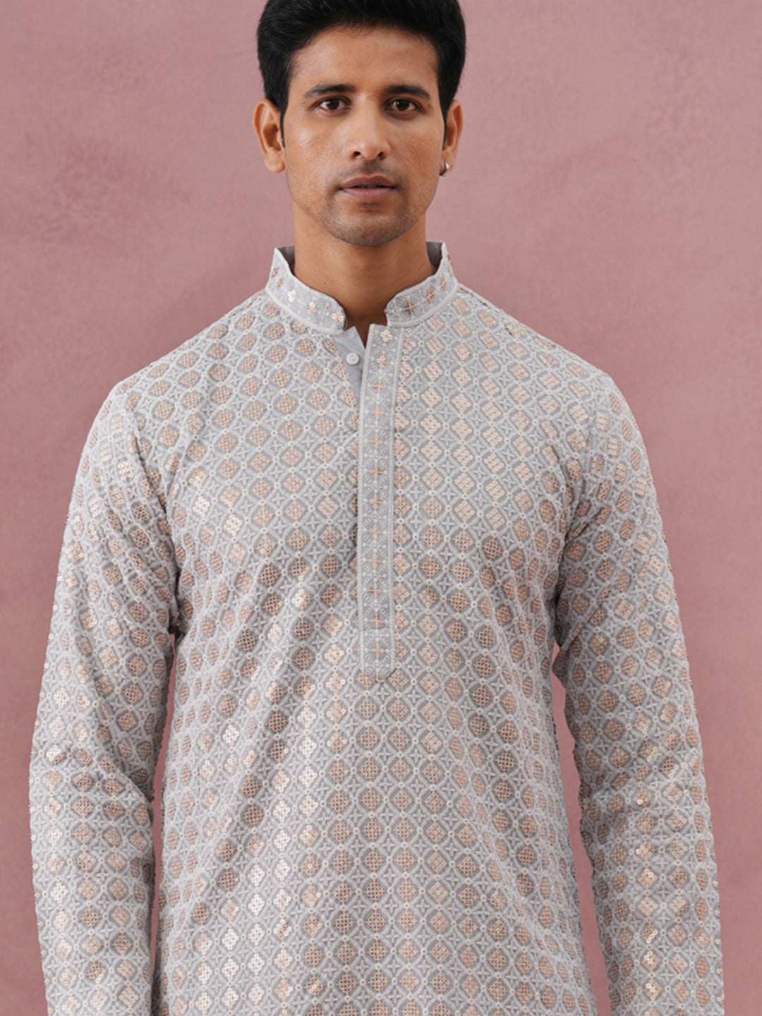 Men’S Rayon Sequin Embroidered Kurta