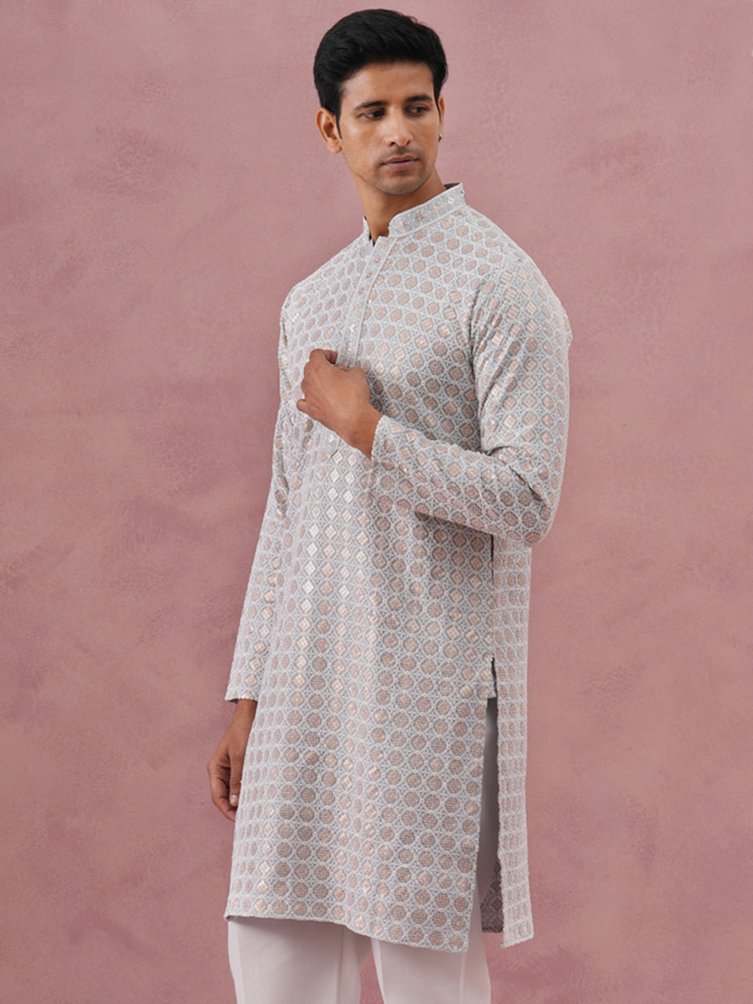 Men’S Rayon Sequin Embroidered Kurta