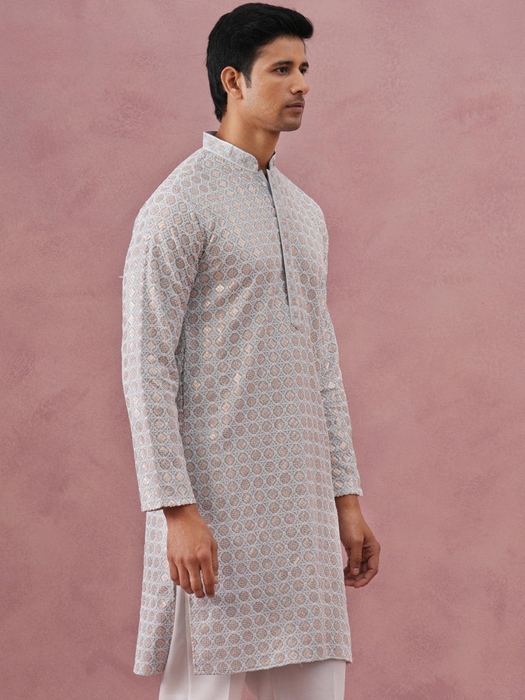 Men’S Rayon Sequin Embroidered Kurta