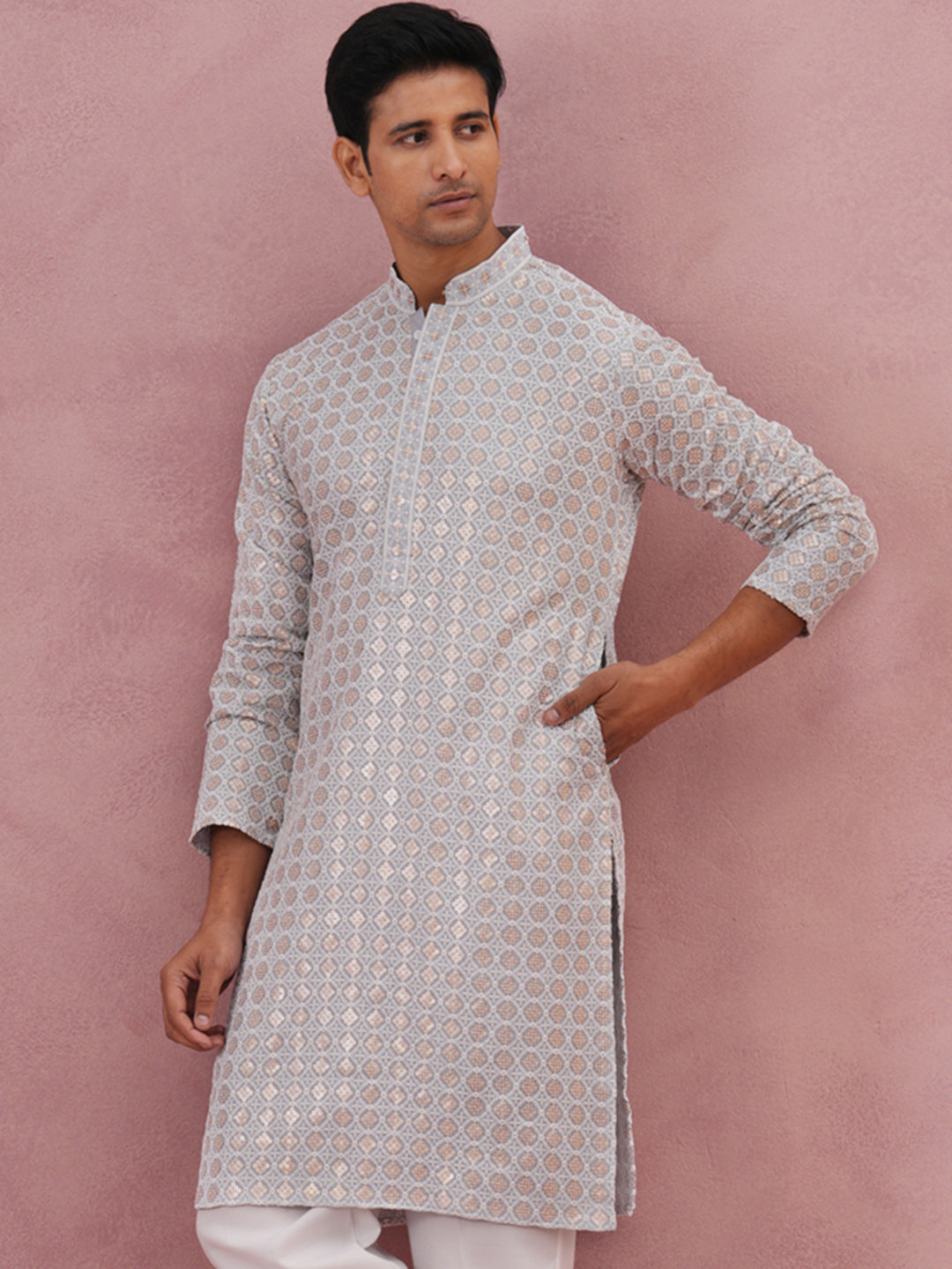 Men’S Rayon Sequin Embroidered Kurta