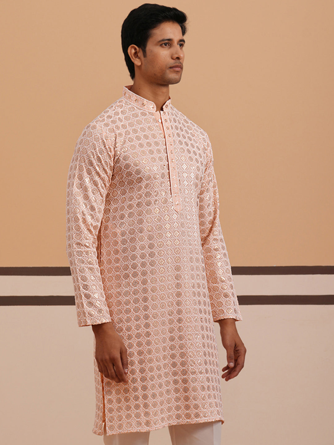 Men’S Rayon Sequin Embroidered Kurta