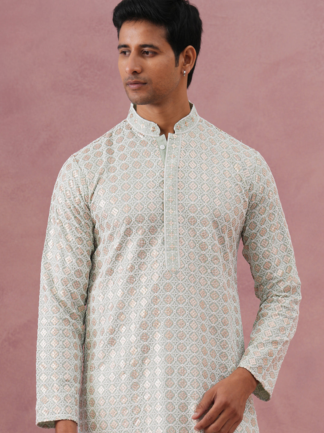 Men’S Rayon Sequin Embroidered Kurta