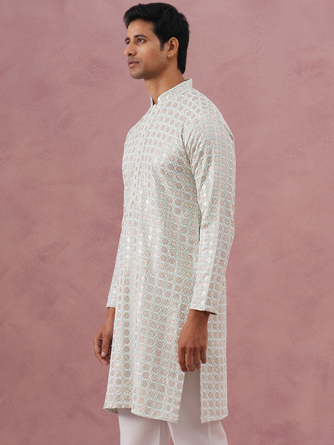 Men’S Rayon Sequin Embroidered Kurta