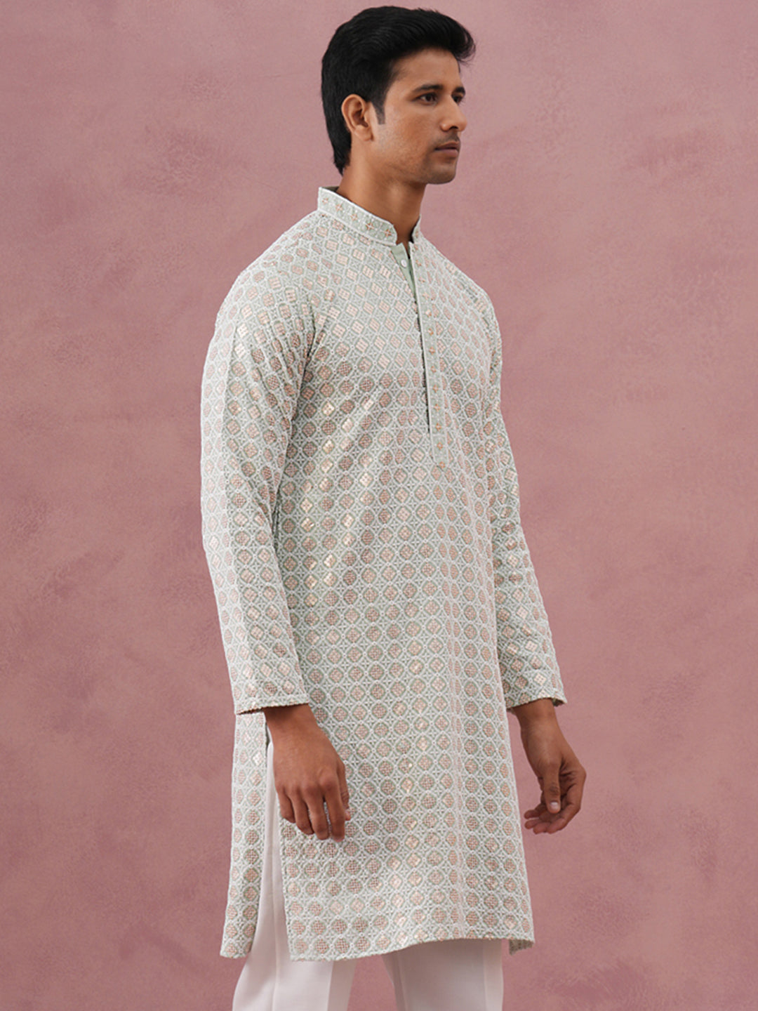 Men’S Rayon Sequin Embroidered Kurta