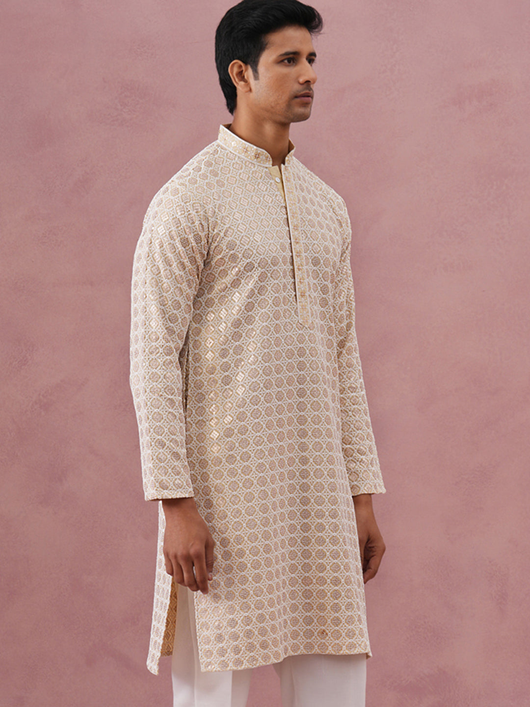 Men’S Rayon Sequin Embroidered Kurta
