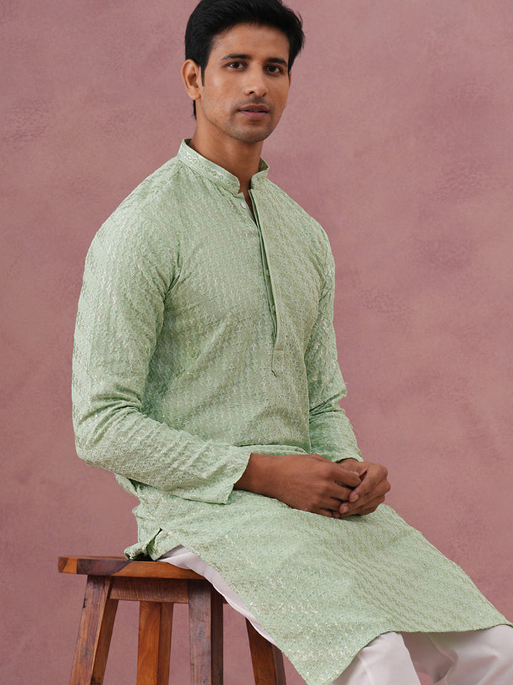Rayon Embroidered Kurta For Men