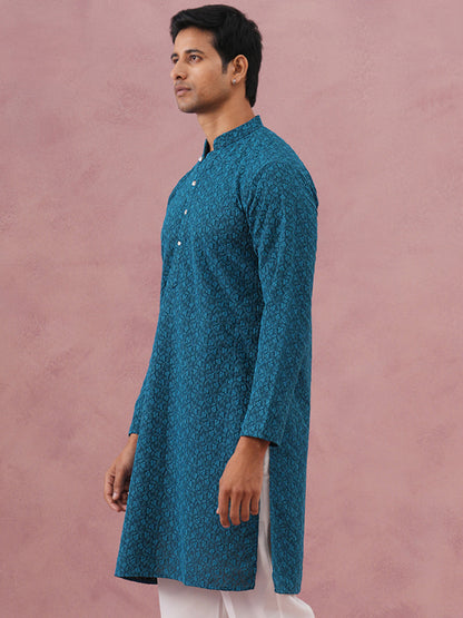Traditional Cotton Blend Embroidered Kurta