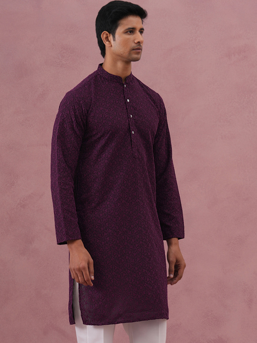 Traditional Cotton Blend Embroidered Kurta