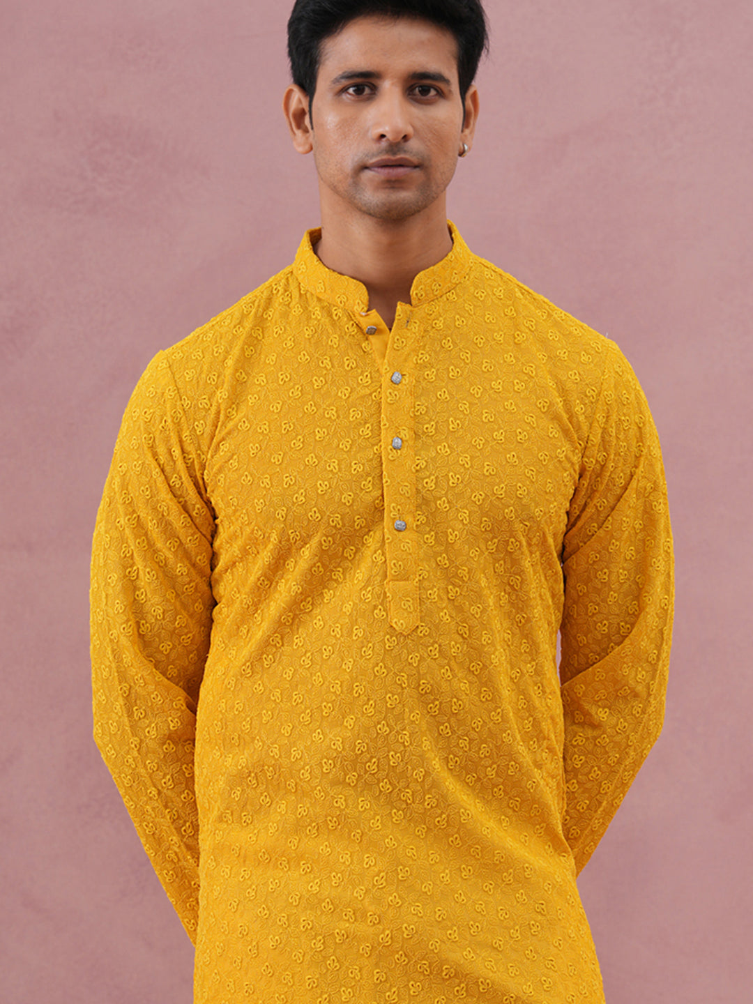 Traditional Cotton Blend Embroidered Kurta