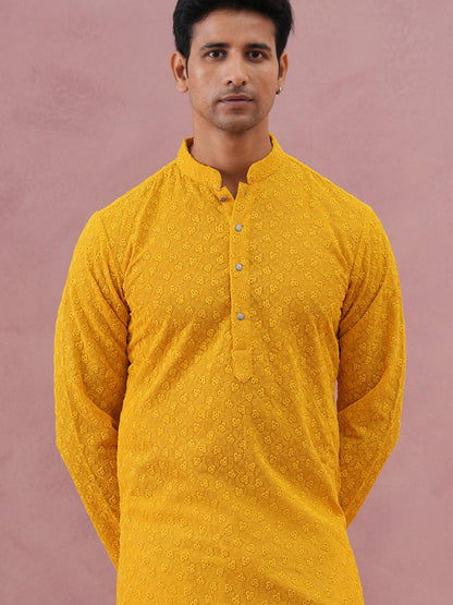 Traditional Cotton Blend Embroidered Kurta