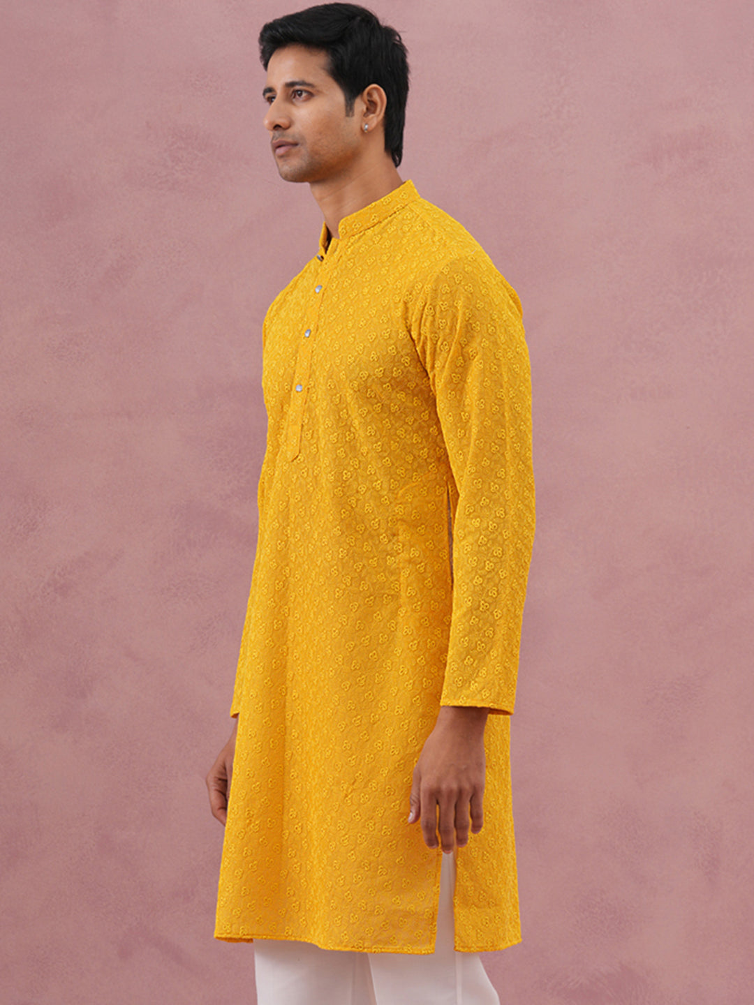 Traditional Cotton Blend Embroidered Kurta