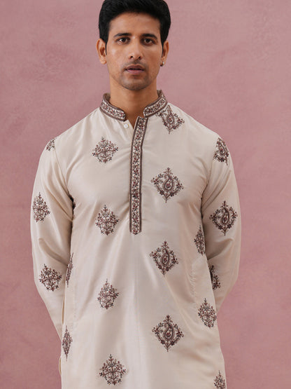 Silk Blend Black Kurta For Men