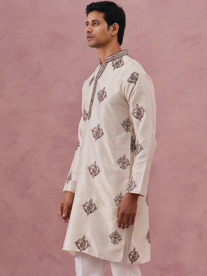 Silk Blend Black Kurta For Men