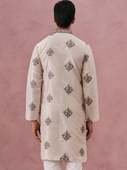 Silk Blend Black Kurta For Men