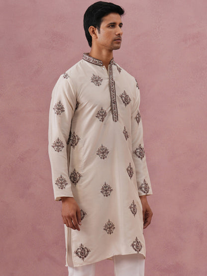 Silk Blend Black Kurta For Men
