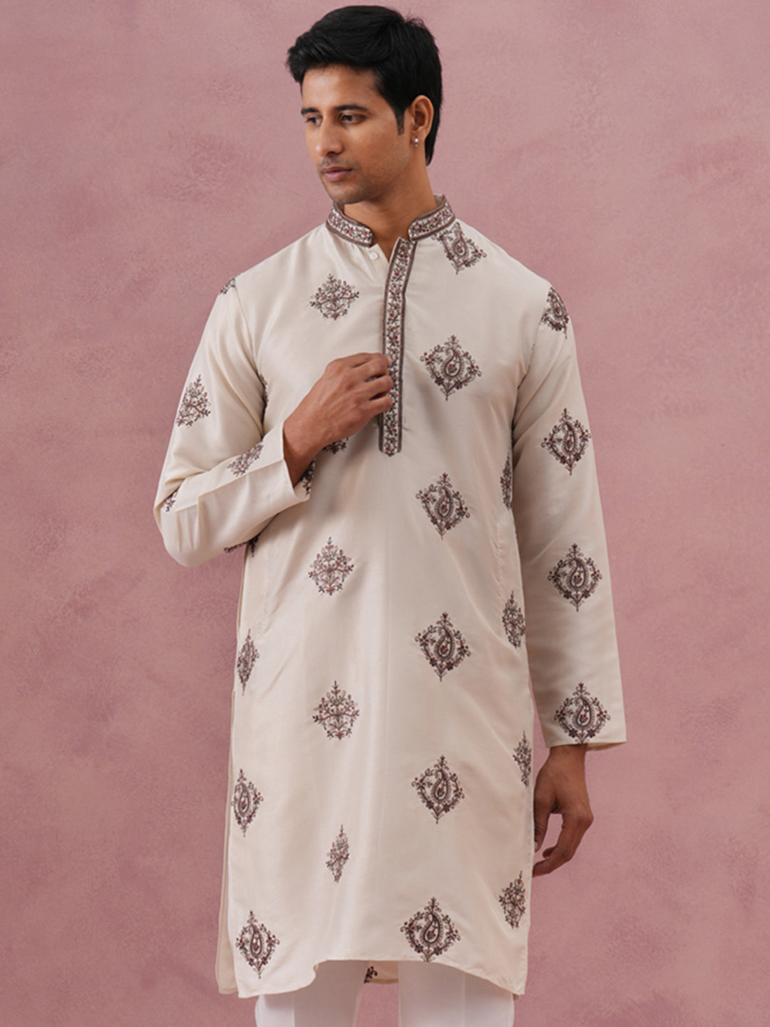 Silk Blend Black Kurta For Men