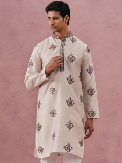 Silk Blend Black Kurta For Men