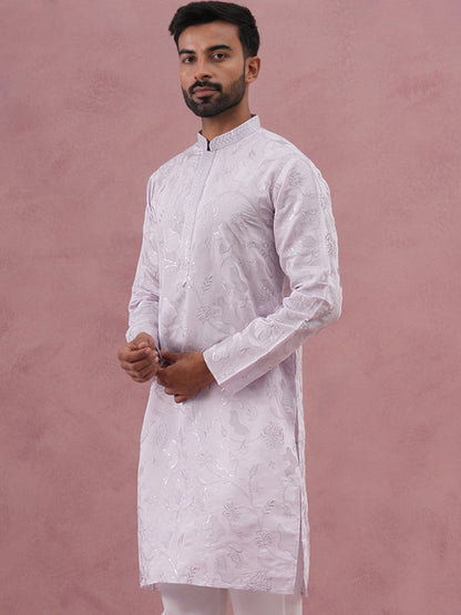 Men'S Embroidered Silk Blend Kurta