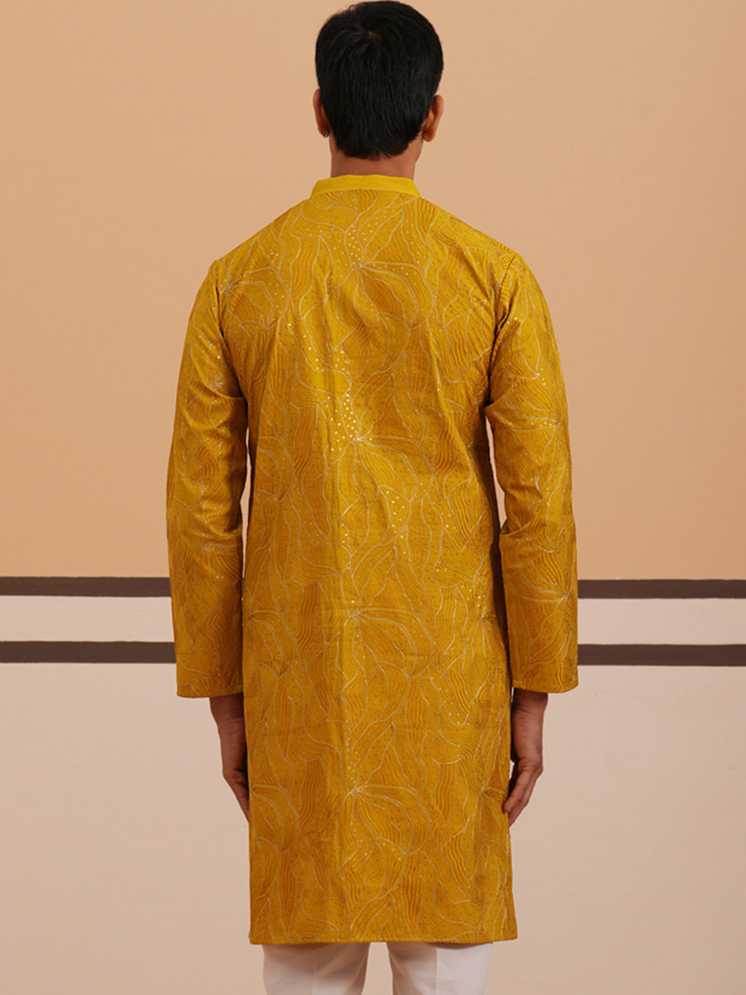 Silk Blend Embroidered & Sequinned Kurta